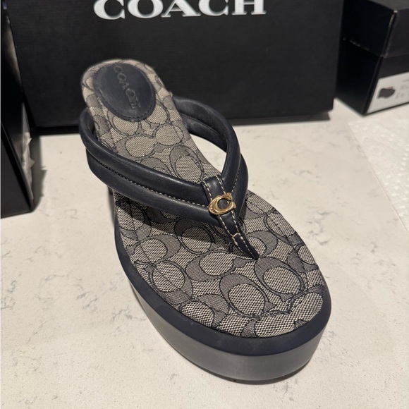 Coach Women's Navy Blue and Gray Sandals - Picture 1 of 3